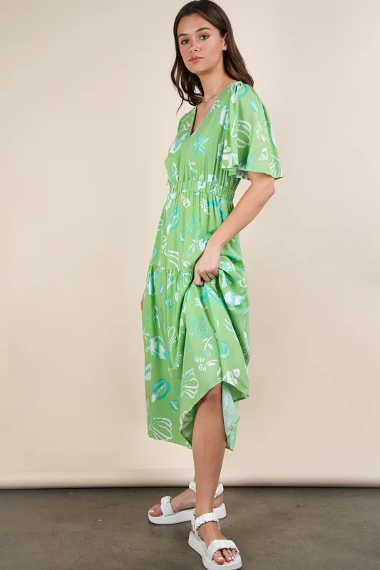 Printed V-Neck Resort Midi Dress, image 5