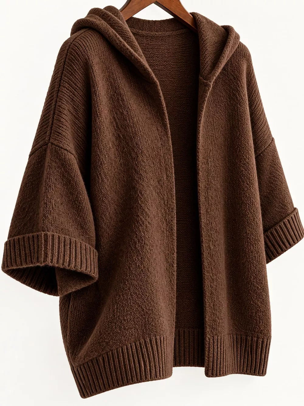 Full Size Hooded Open-Front Knit Cardigan Plus Size, image 24