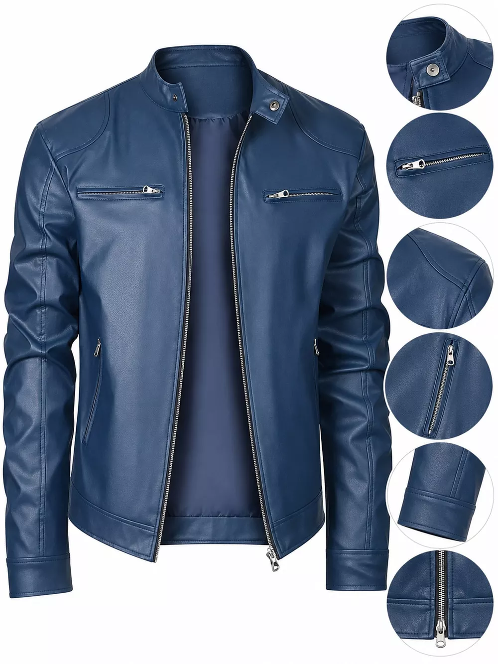 Men's Full Size Faux Leather Zip Up Jacket Plus Size, image 96