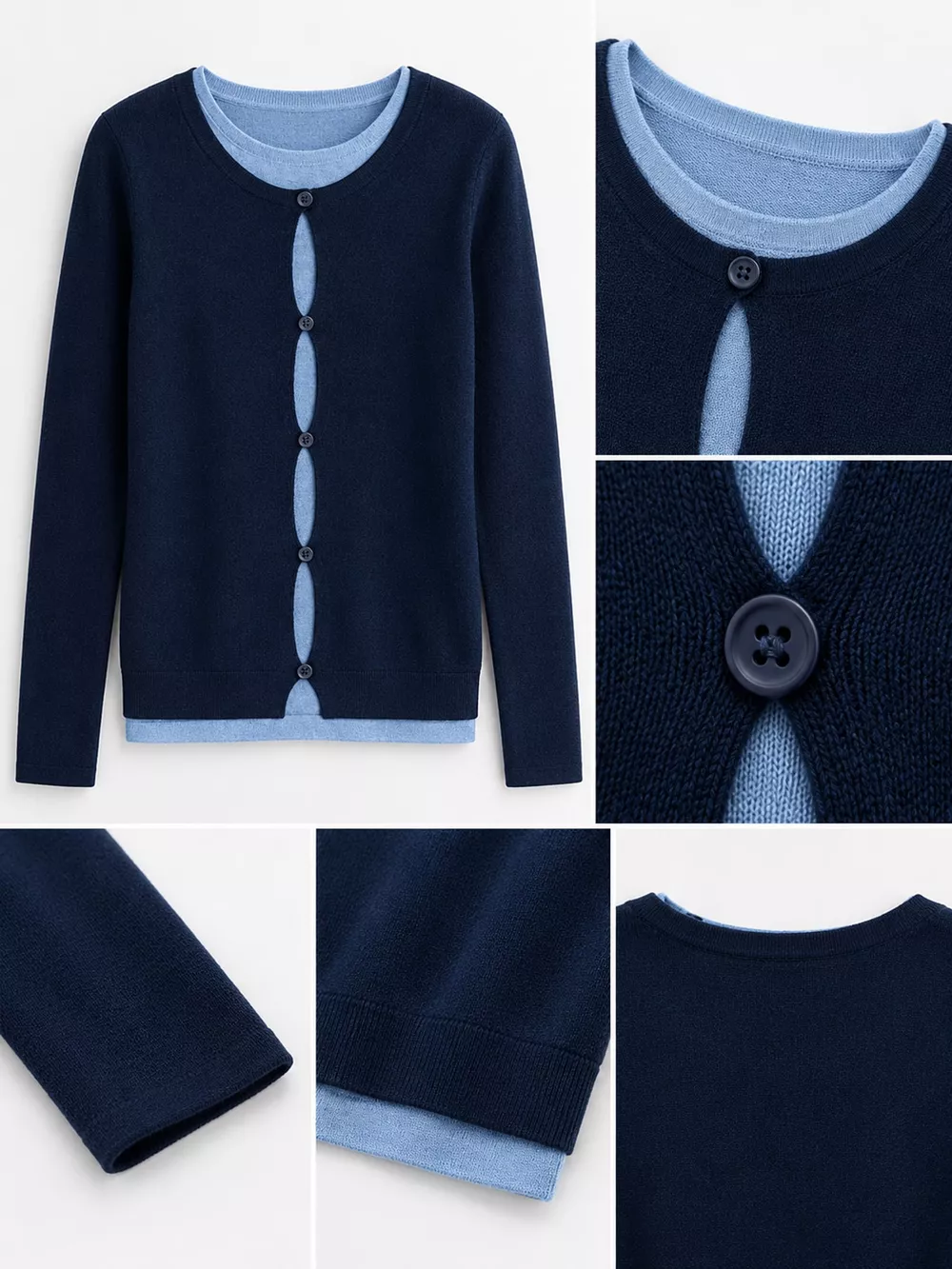 Layered Look Long Sleeve Knit Top, image 8