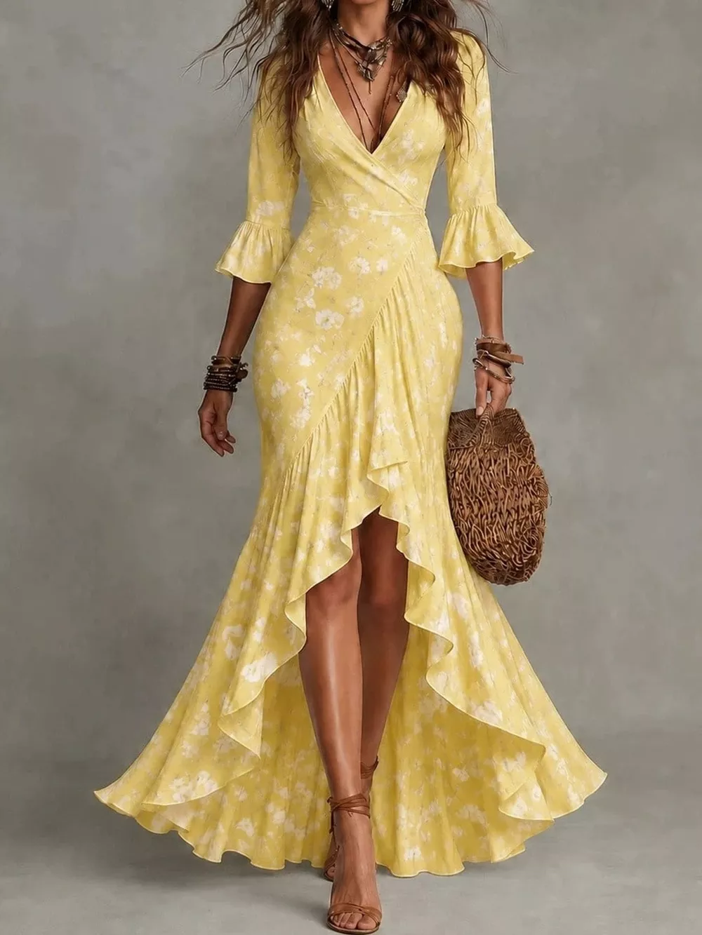 High-Low Ruffled Maxi Dress, image 5