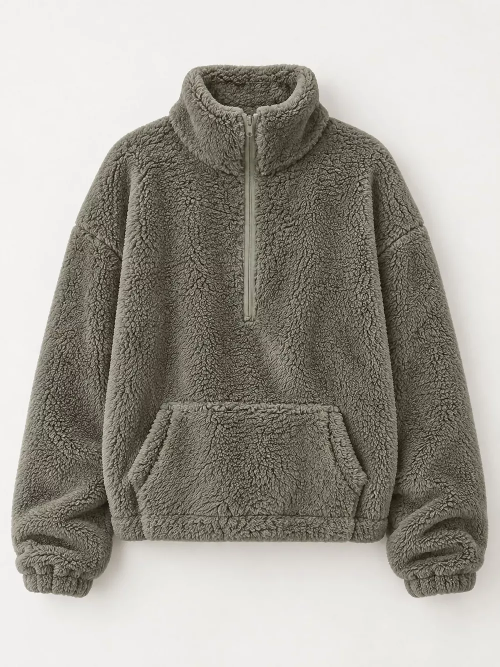 Full Size Sherpa Quarter-Zip Turtleneck Sweatshirt Plus Size, image 14