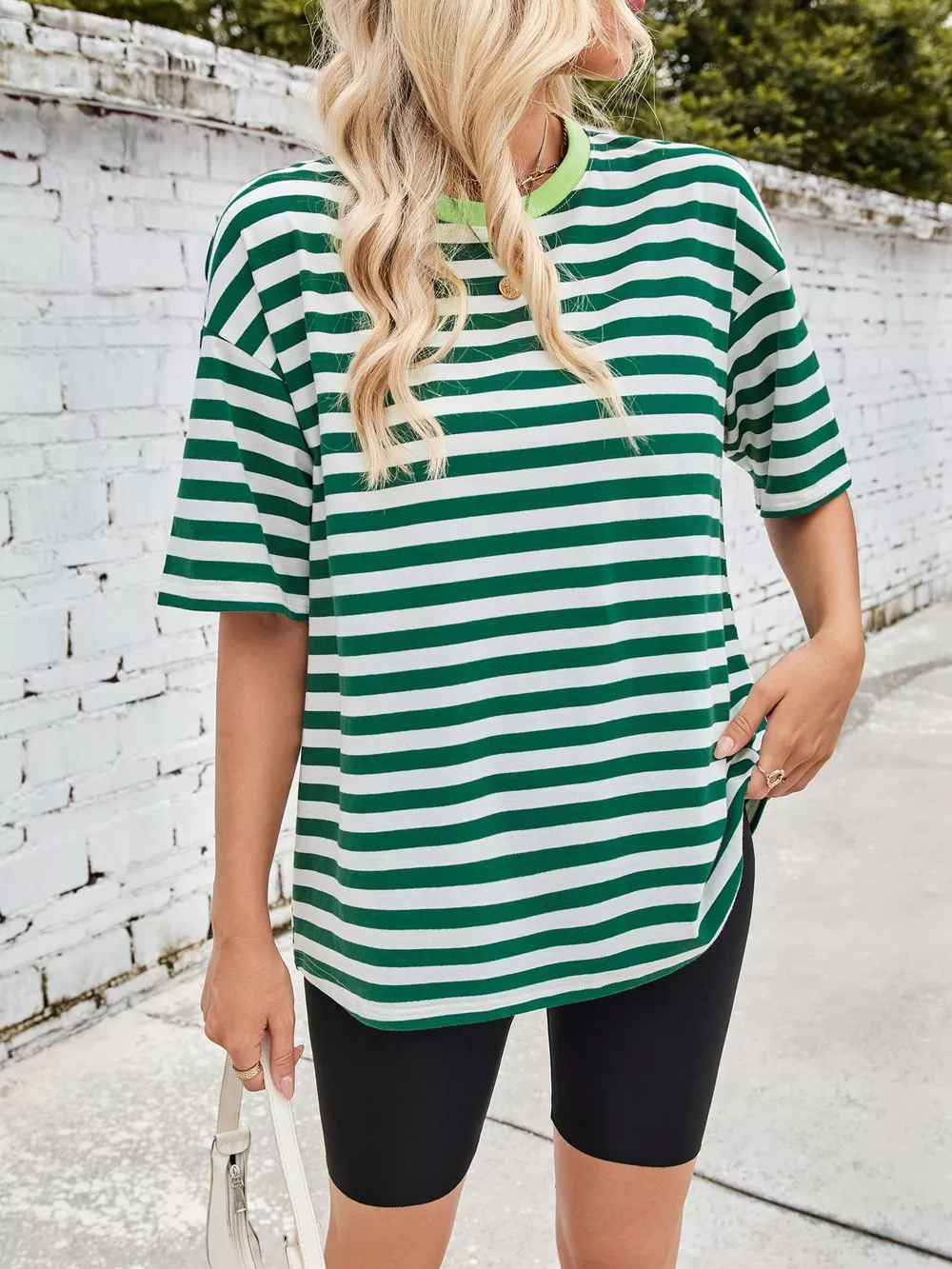 Striped Round Neck Half Sleeve T-Shirt, image 8