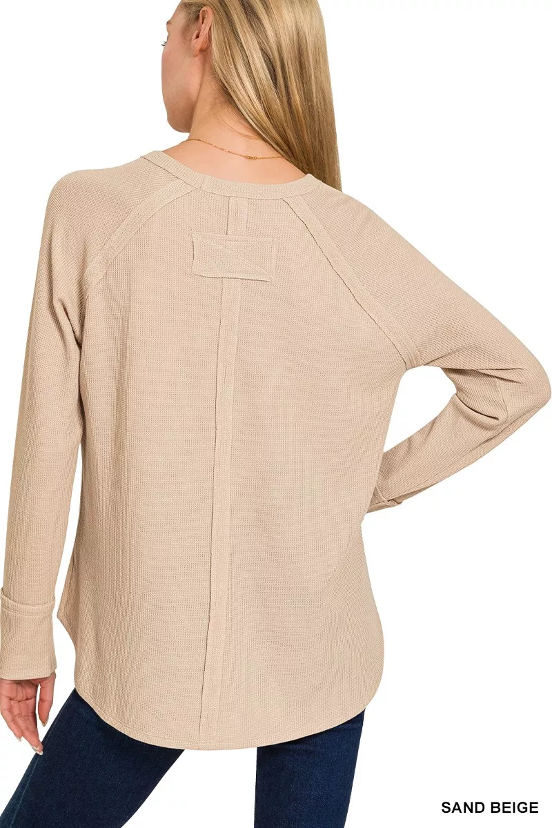 Zenana Baby Waffle Long Sleeve Top, image 3