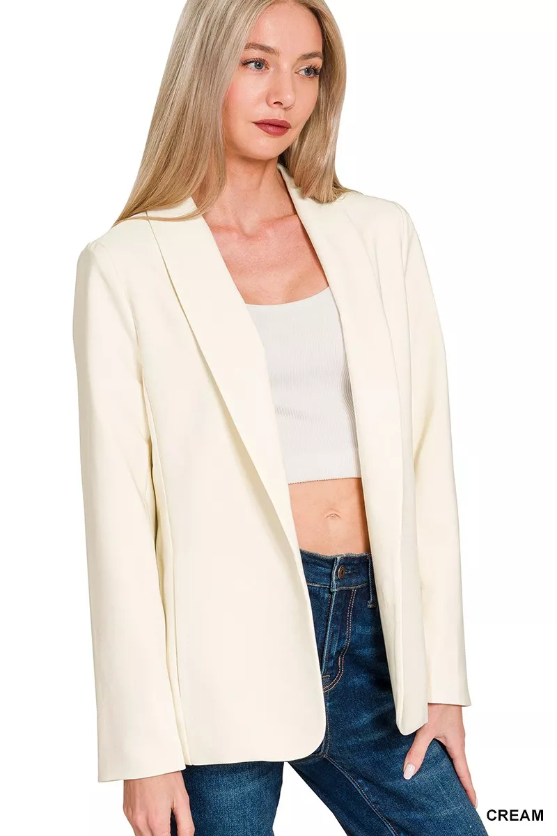 Woven Long Sleeve Blazer With Lining, image 2