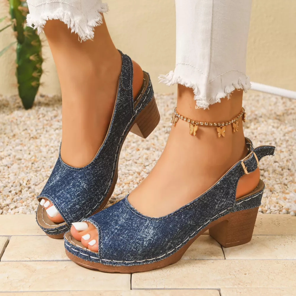 Peep Toe Block Heels Sandals, image 11