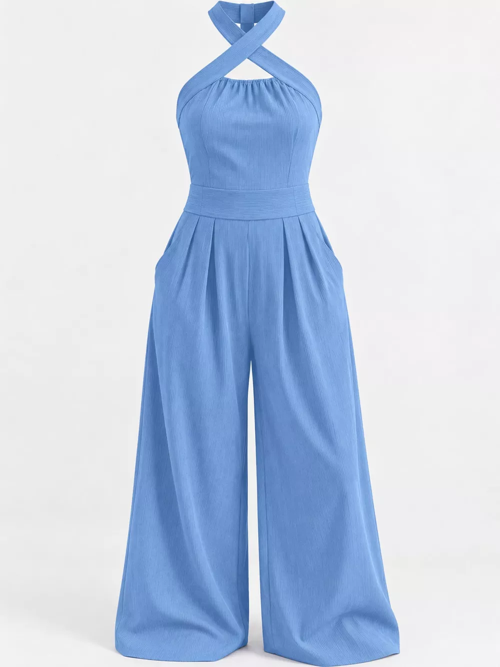 Full Size Halter Neck Wide-Leg Jumpsuit Plus Size, image 31