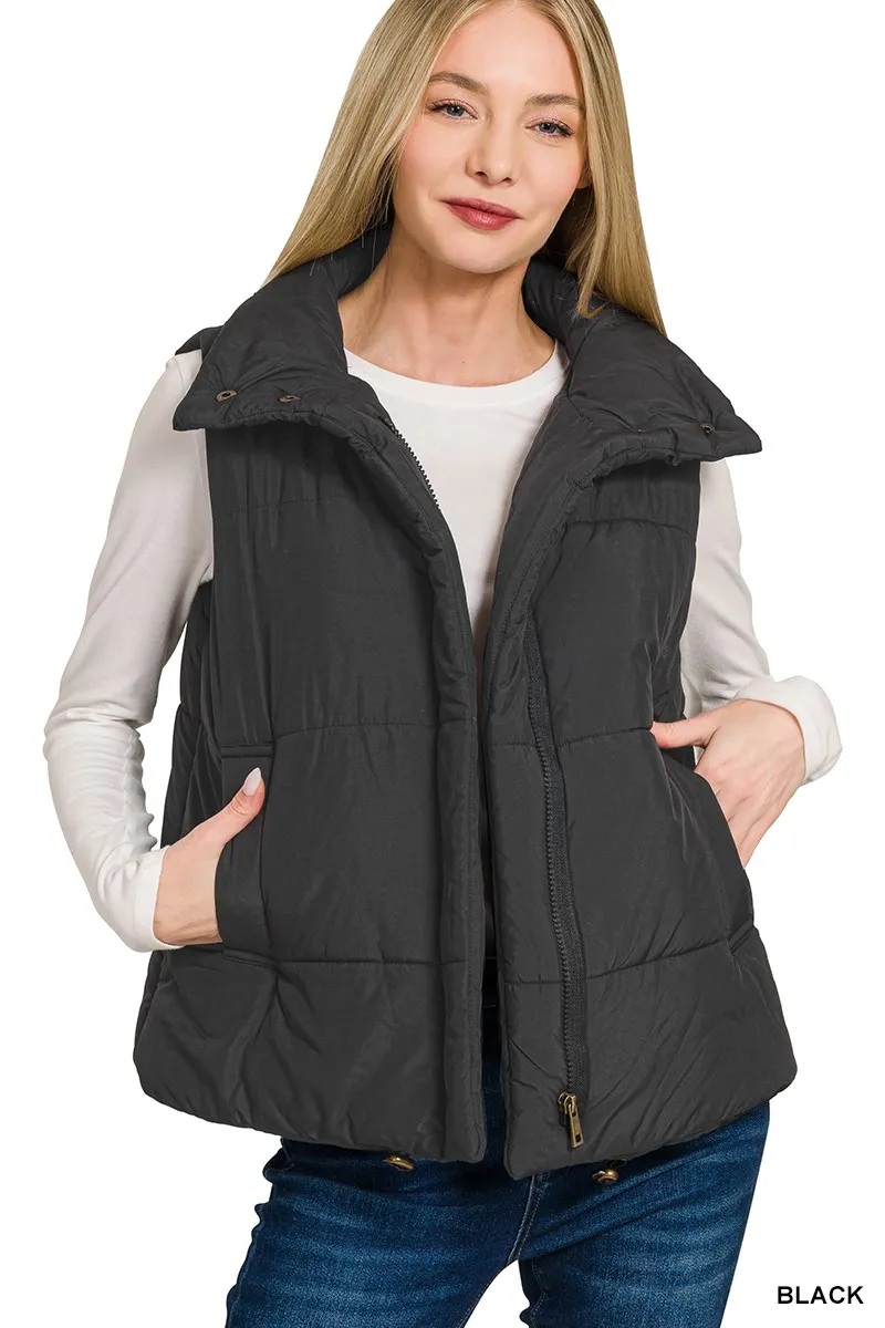 High Neck Zip-Up Vest Coat, image 5