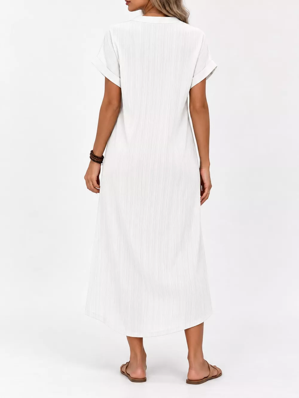 Full Size V-Neck Short Sleeve Midi Dress Plus Size, image 13