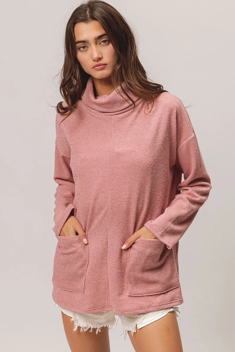 Piper Rib Double Pocket Turtle Neck Sweater, image 3