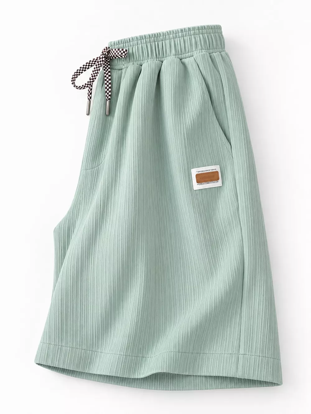 Plus Size Checkerboard Drawstring Casual Shorts, image 3