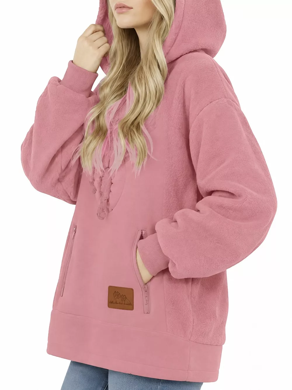 Full Size Fleece Pet-Carrying Hoodie with Cat Pouch Plus Size, image 10