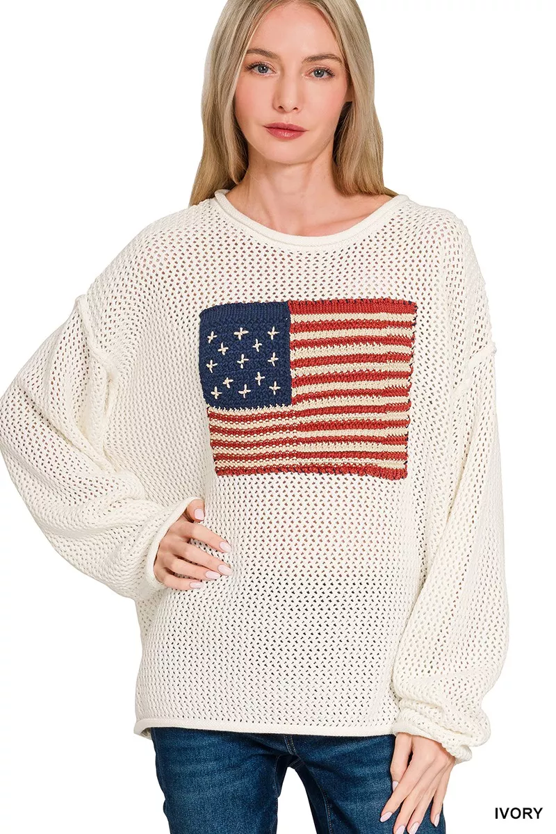 American Flag Crew Neck Sweater