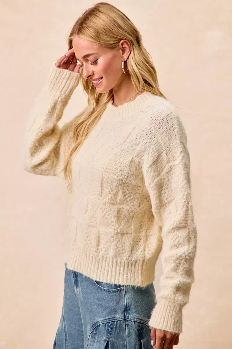 Checker Board Drop Shoulder Sweater, image 22
