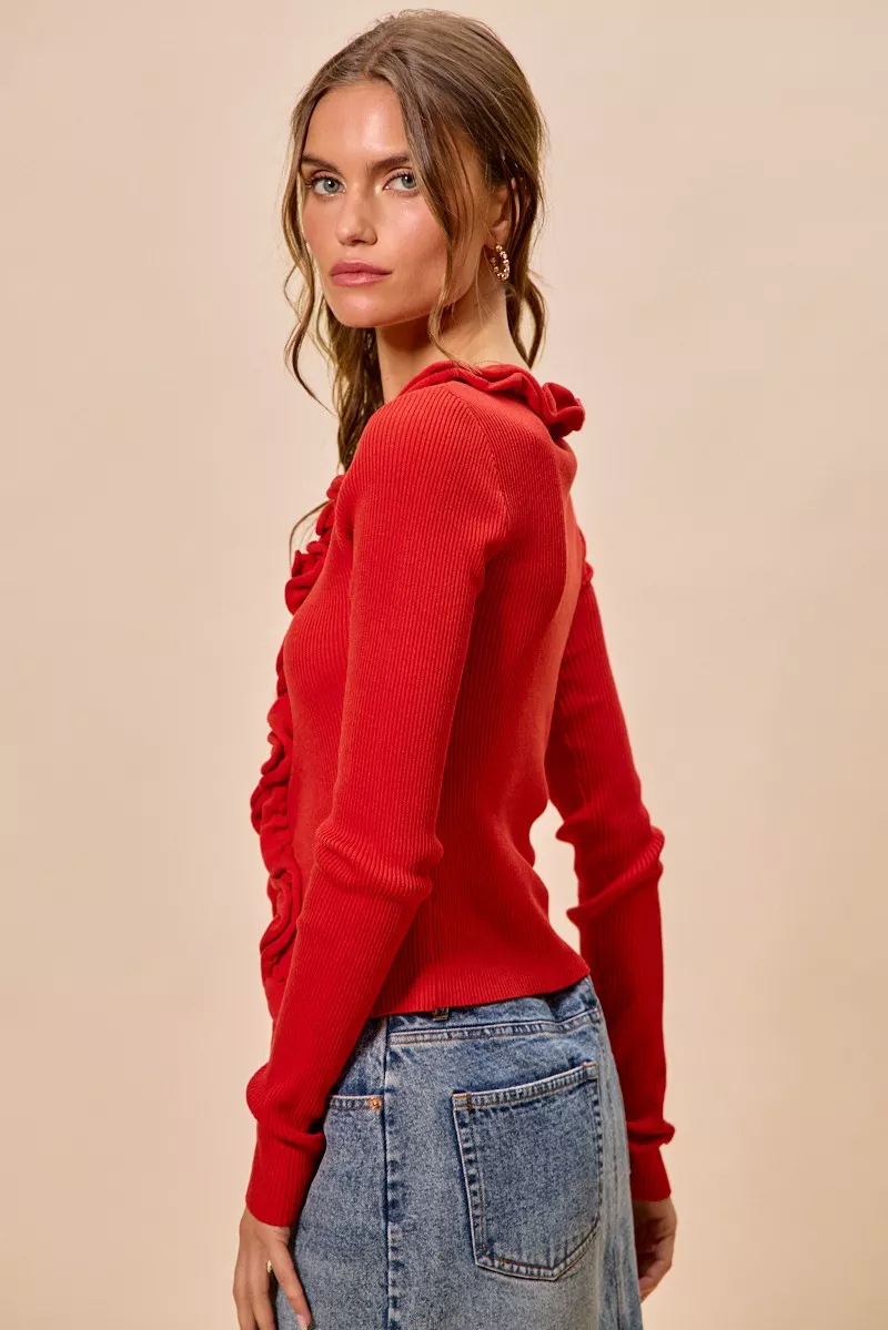 Cascade Ruffle Ribbed Sweater Cardgian, image 28