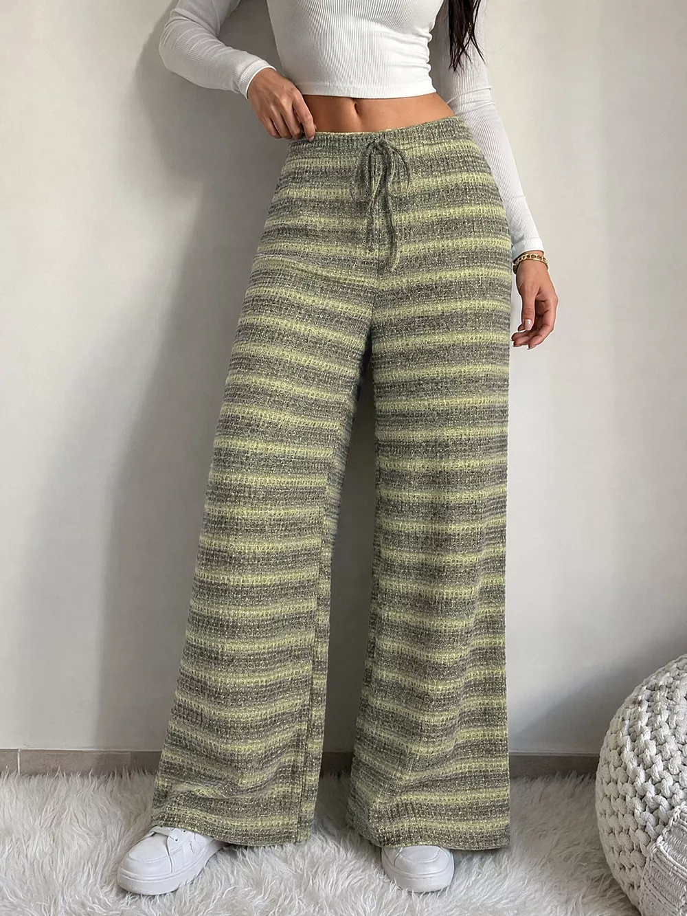 Striped Knit Wide-Leg Pants, image 4