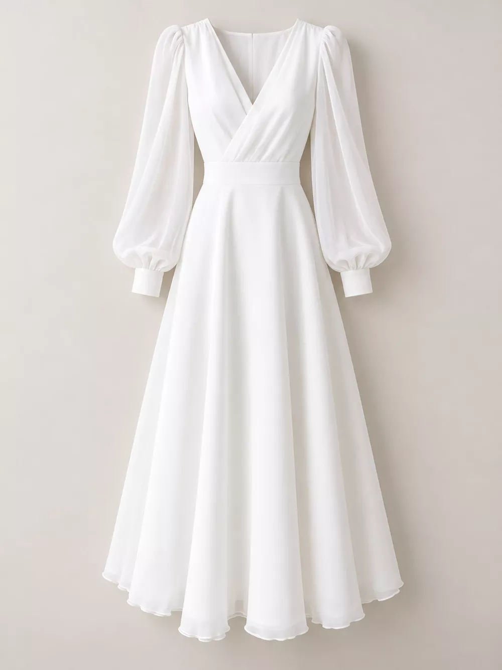 Surplice Lantern Sleeve Midi Dress, image 3