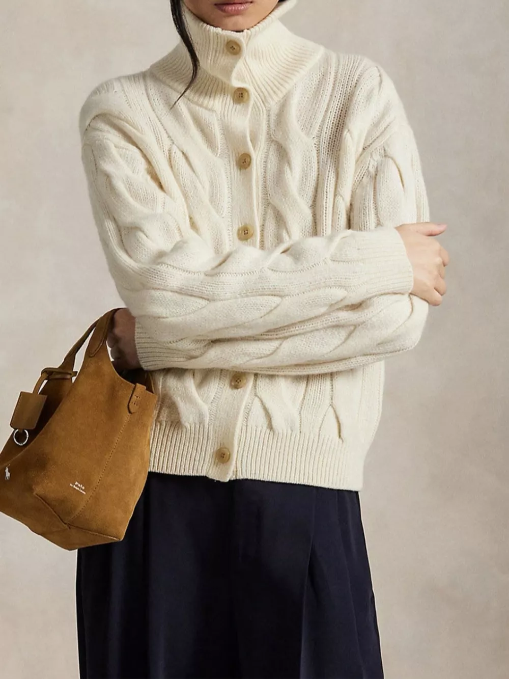 Cable Knit Button Up Cardigan, image 2