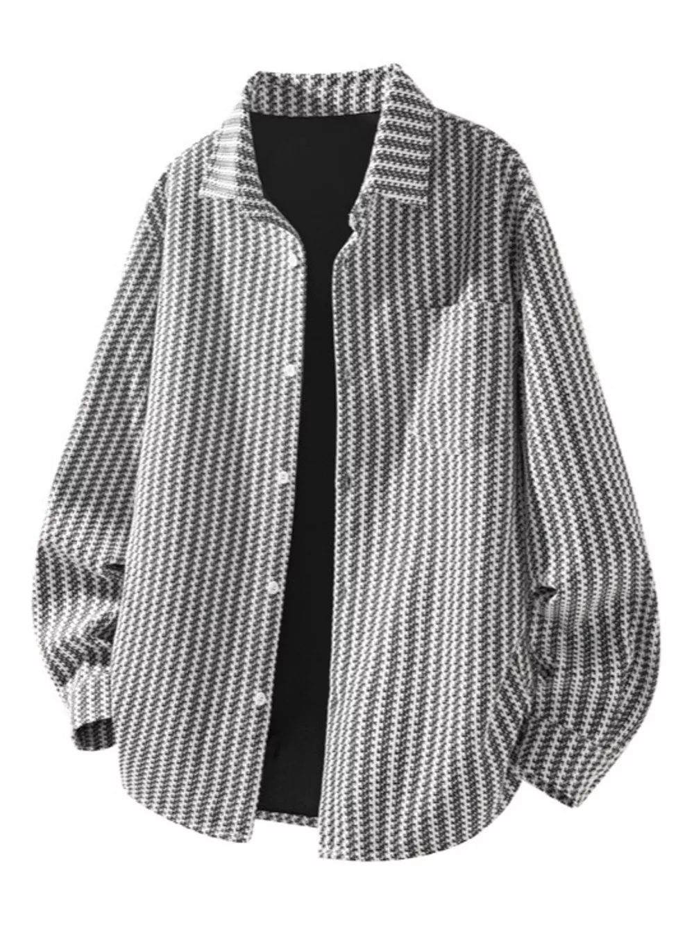 Men's Plus Size Button Up Long Sleeve Shacket