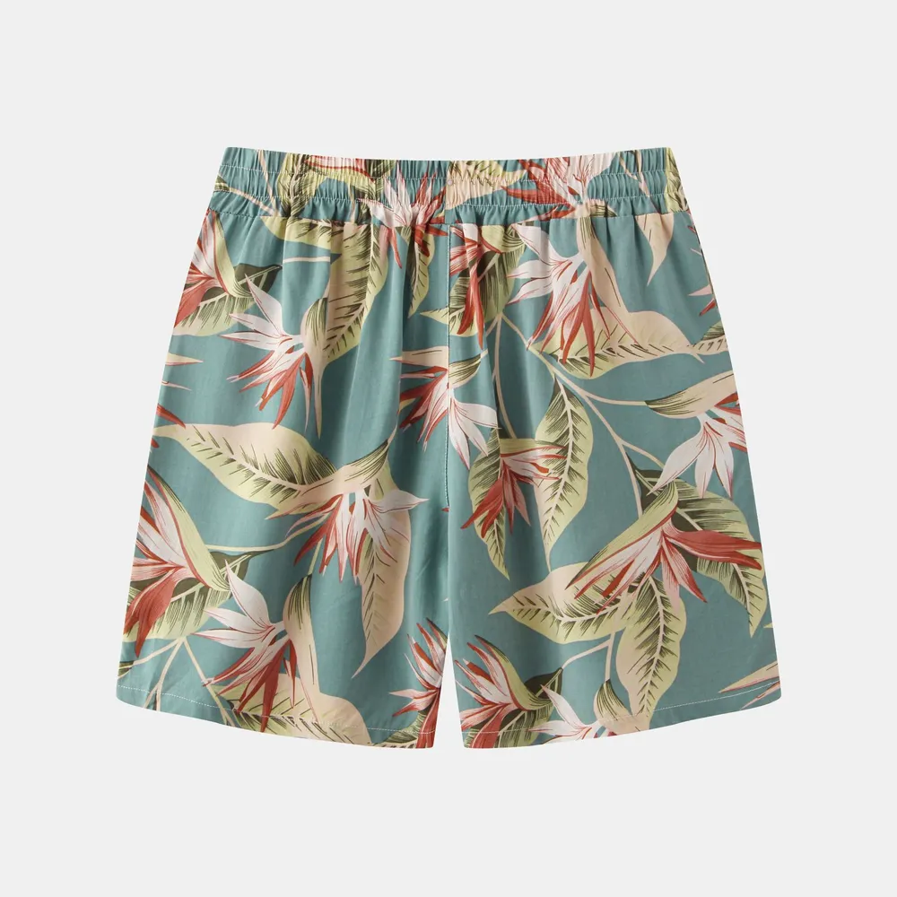 Men's Plus Size Floral Print Elastic Waist Casual Shorts, image 5