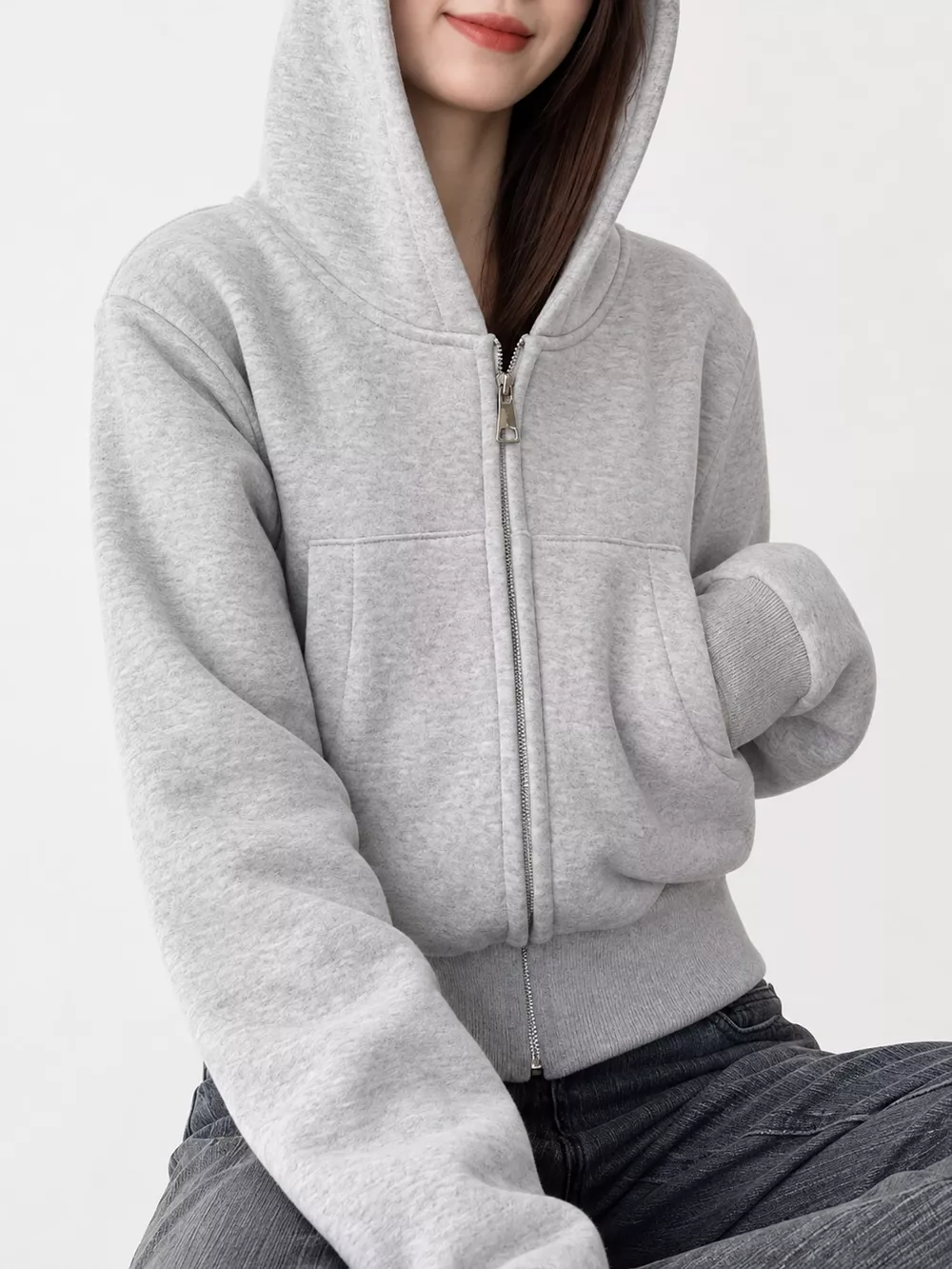 Zip-Up Hoodie with Front Pockets, image 8