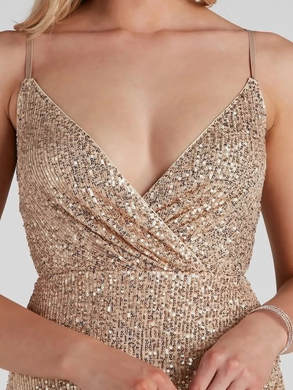 Sequin V-Neck Bodycon Mini Dress, image 6