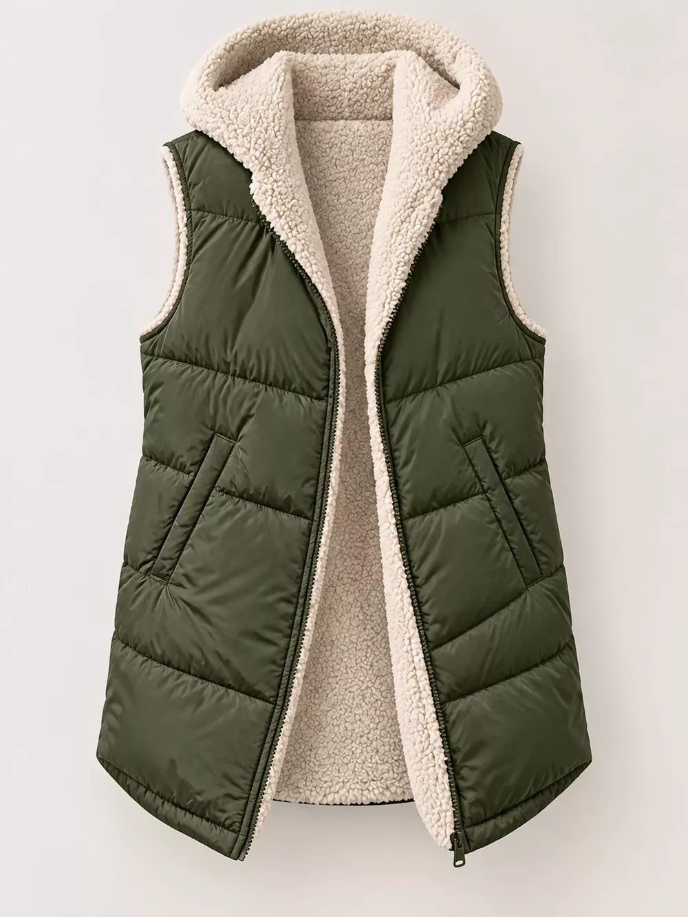 Full Size Hooded Sherpa-Lined Puffer Vest Coat Plus Size, image 18