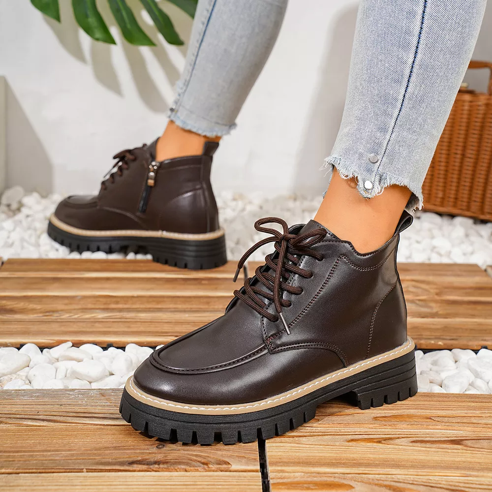 Chunky Lace-Up Combat Boots, image 2