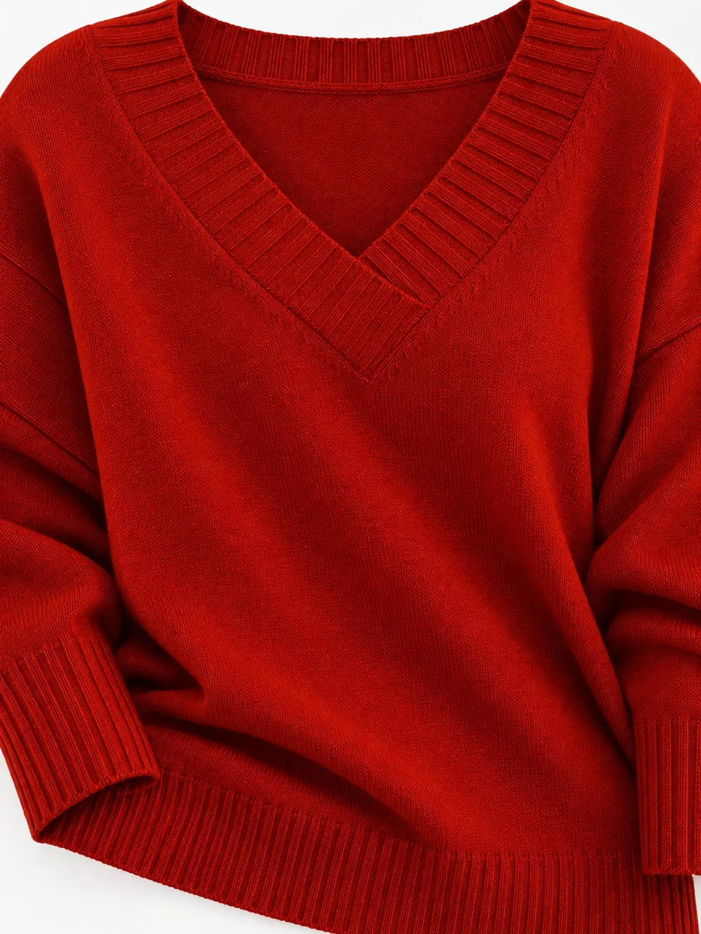 Full Size V-Neck Dropped Shoulder Sweater Plus Size, image 57
