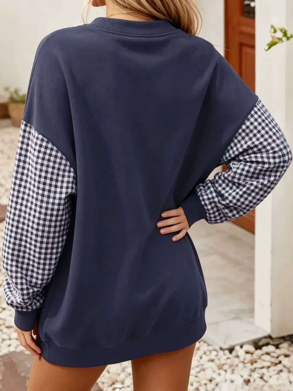 Plaid Dropped Shoulder Sweatshirt, image 20