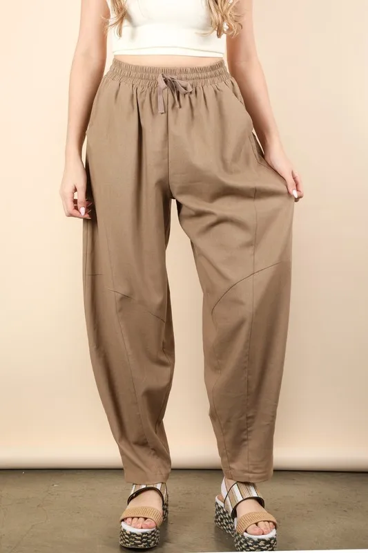 Solid Barrel Comfy Woven Pants