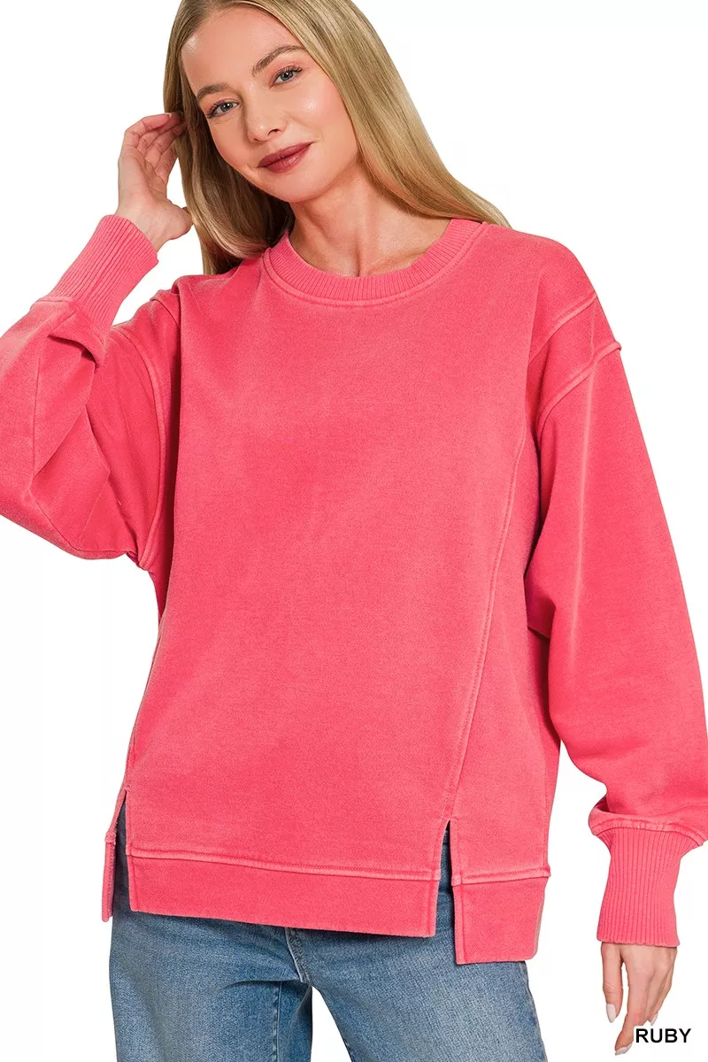 Pigment Dye Exposed-seam Fleece Sweatshirt