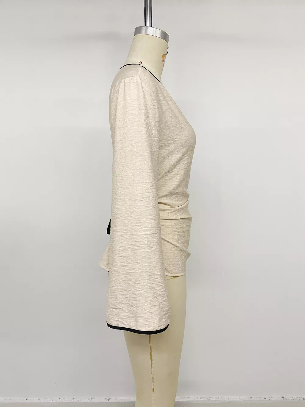 Contrast Trim Flare Sleeve Blouse, image 11