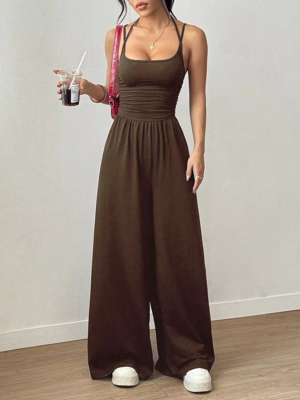 Spaghetti Strap Wide Leg Jumpsuit, image 8