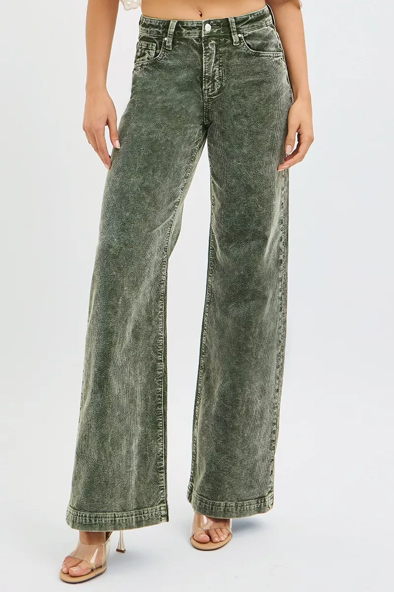 Full Size High Rise Wide Leg Corduroy Jeans Plus Size, image 6