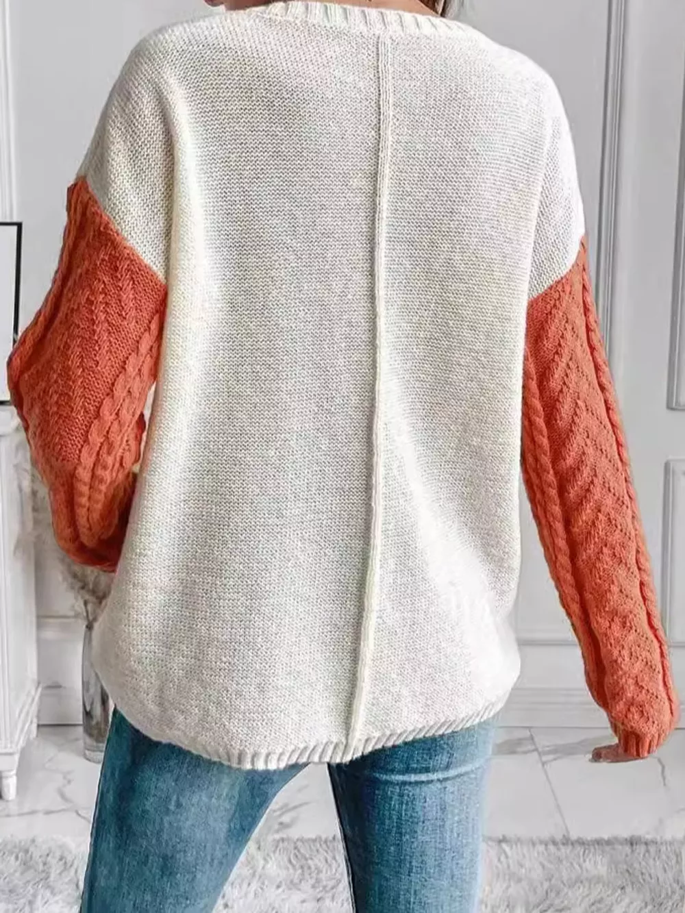 Color Block Cable Knit Sweater, image 6