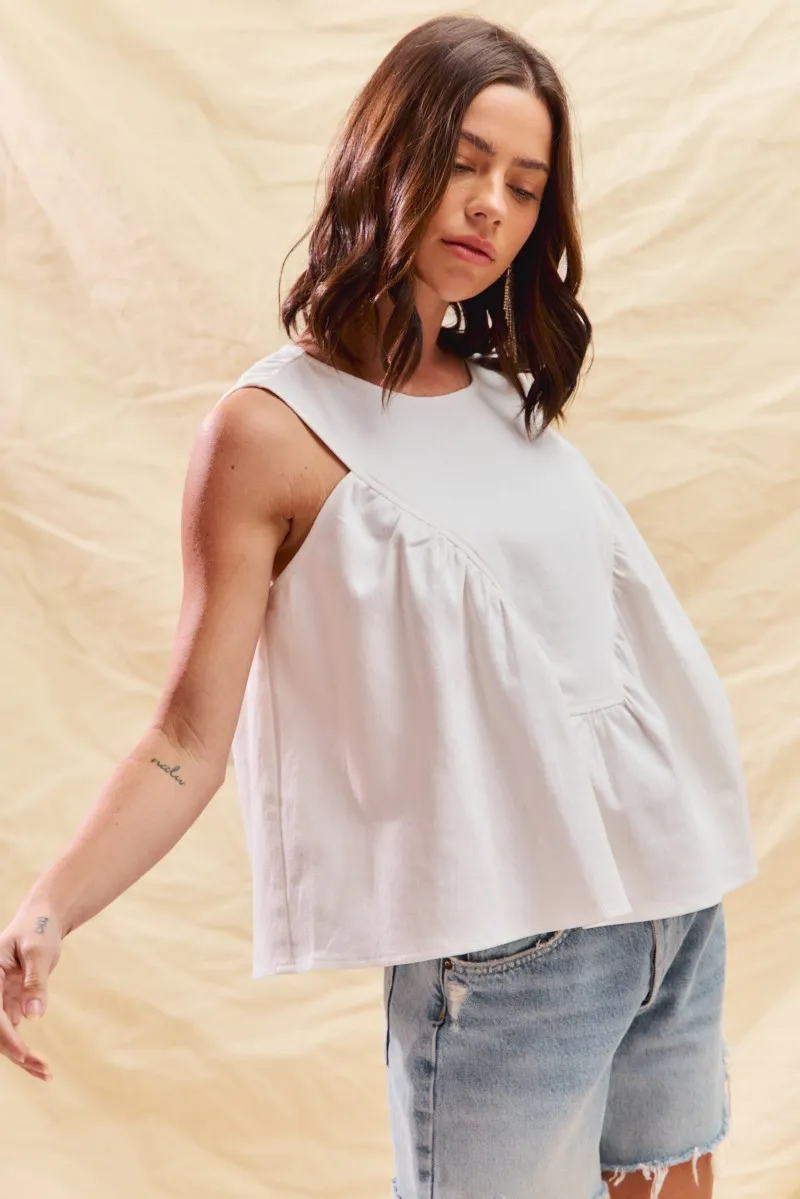 Game Day Color Denim Ruched Sleeveless Top, image 8
