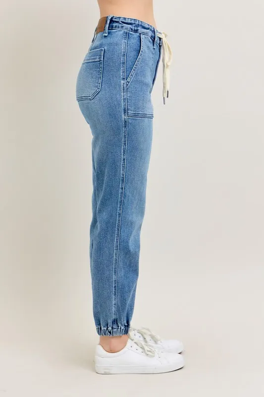 Full Size High Waist Denim Jogger Plus Size, image 15