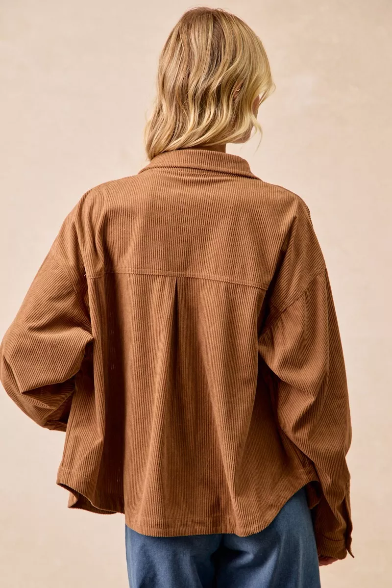 Corduroy Relaxed Fit Shacket with Back Pleat, image 21