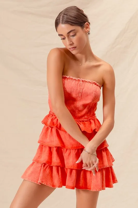 Strapless Ruffle Layered Game Day Cheer Up Dress, image 12