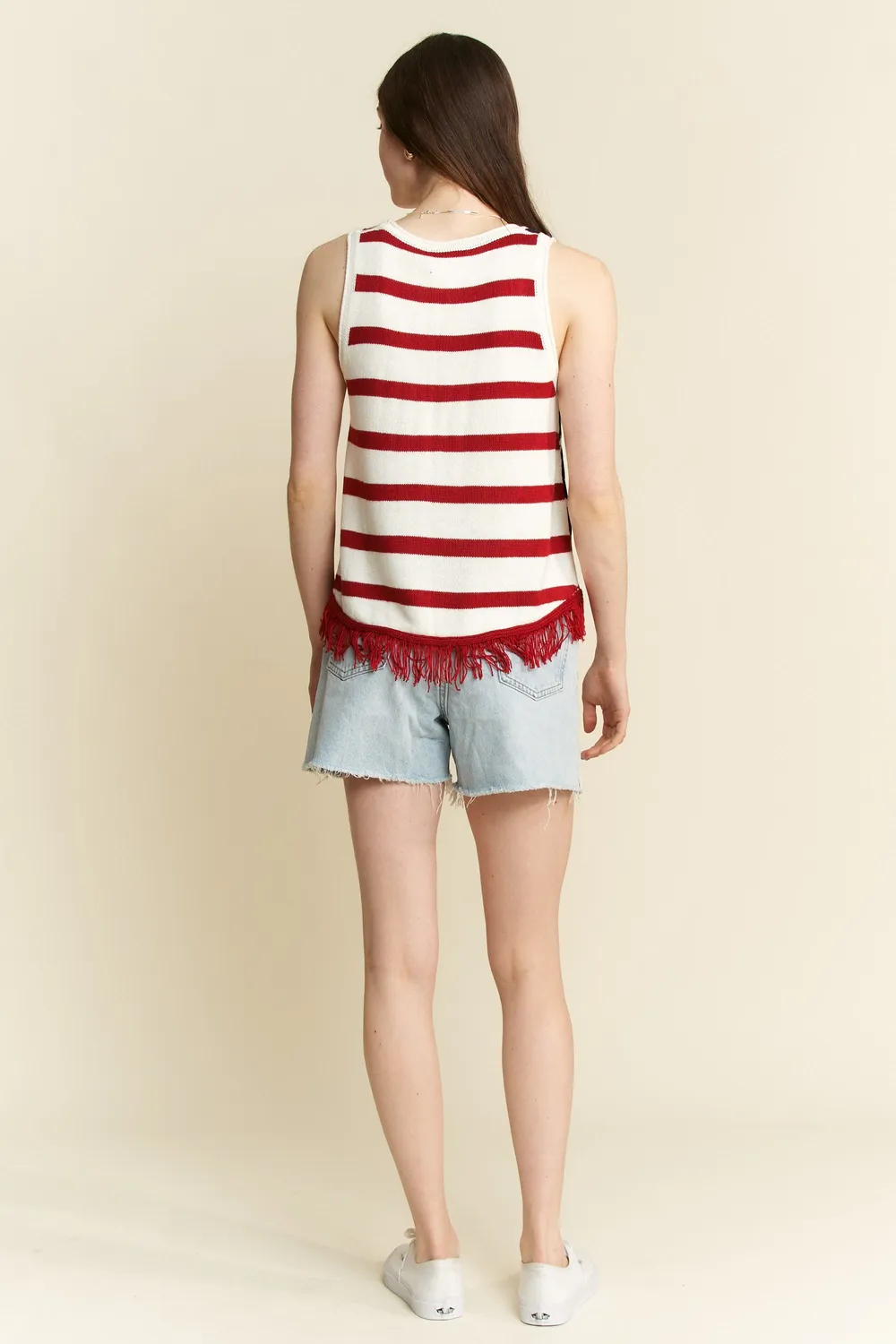 Full Size American Flag Fringe Tank Top Plus Size, image 9