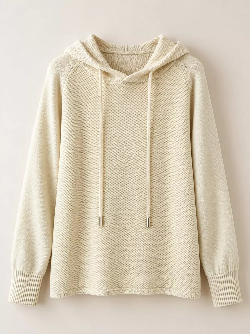 Drawstring Long Sleeve Hooded Knit Sweater, image 9