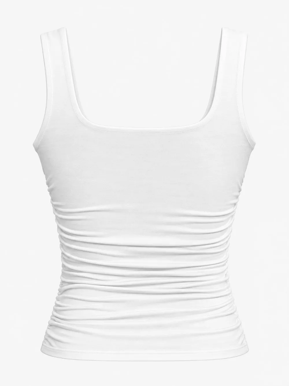 Square Neck Ruched Slim-Fit Tank Top, image 3