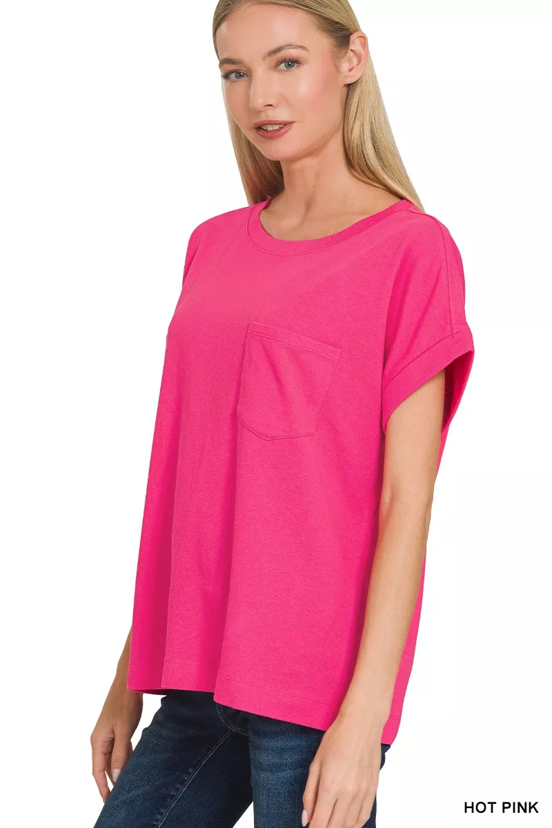 Cuffed Front Pocket Short Sleeve Tee, image 3