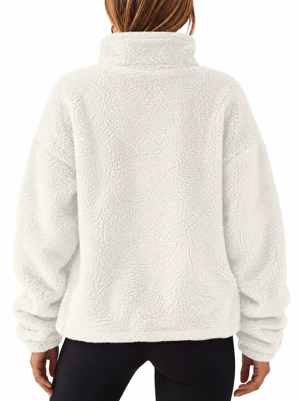 Full Size Sherpa Quarter-Zip Turtleneck Sweatshirt Plus Size, image 3