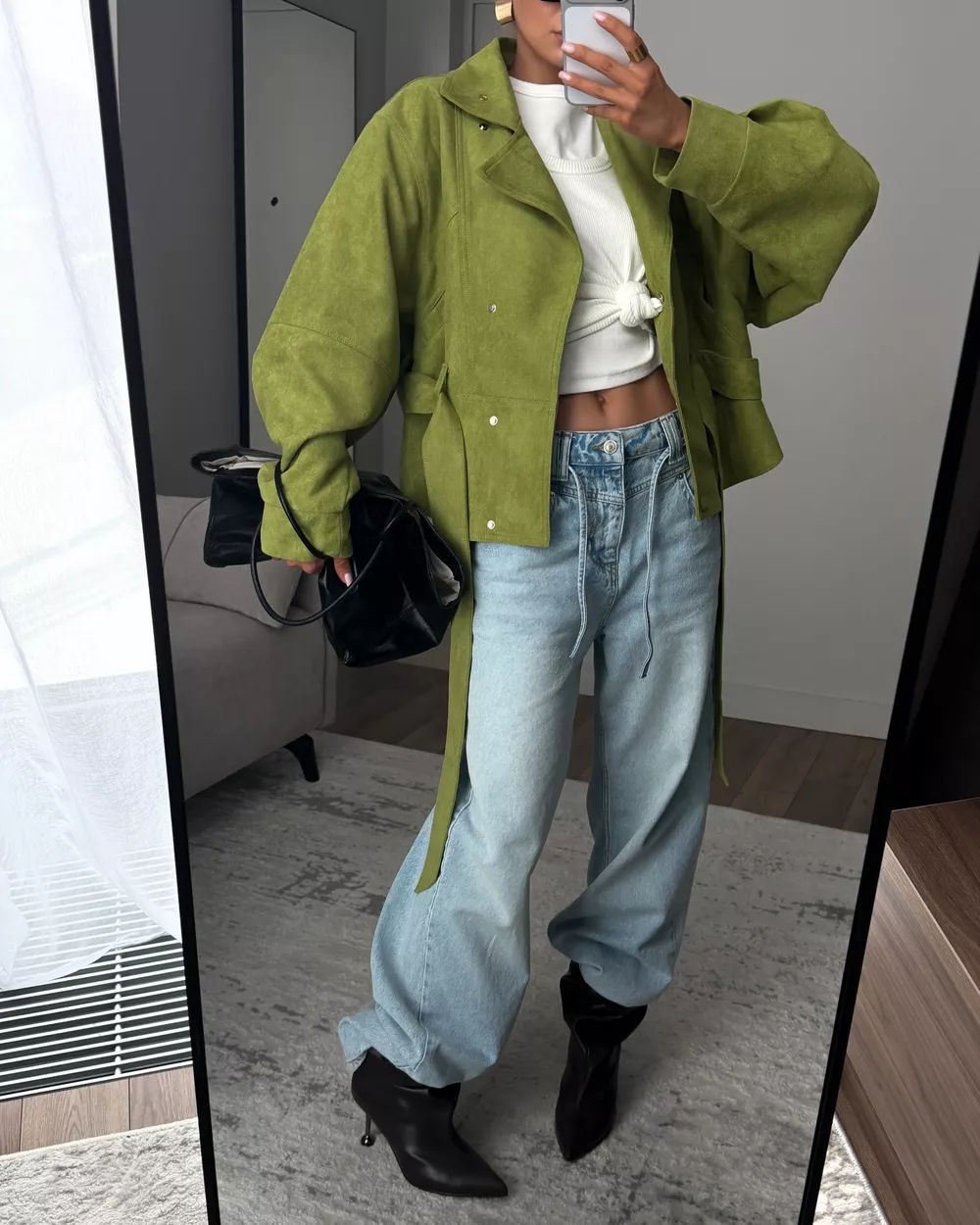 Tie Waist Long Sleeve Cropped Jacket, image 5