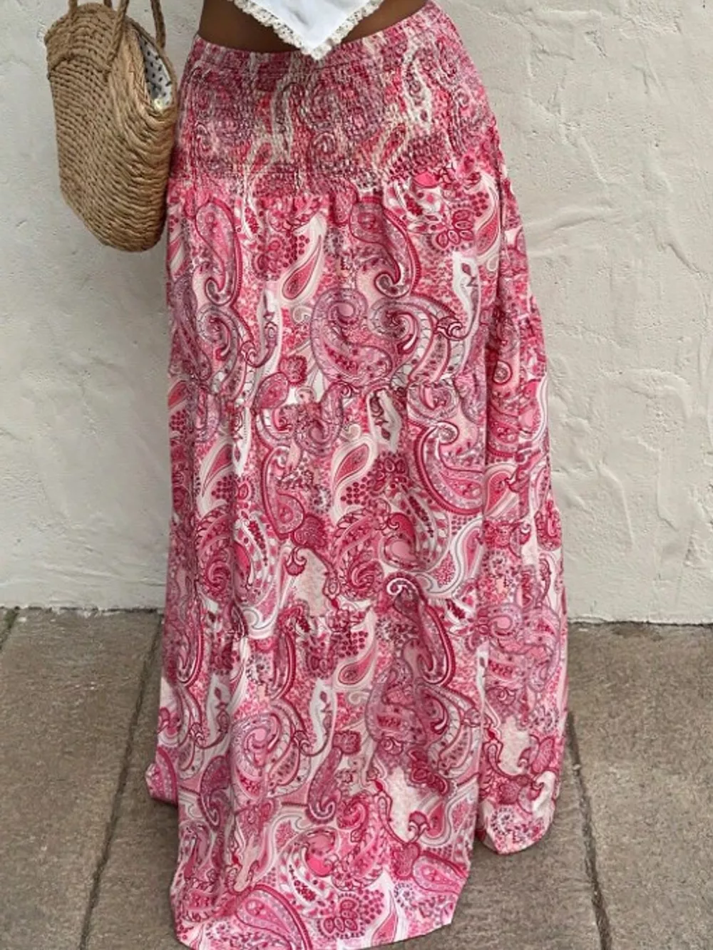 Paisley Print Tiered Maxi Skirt, image 9