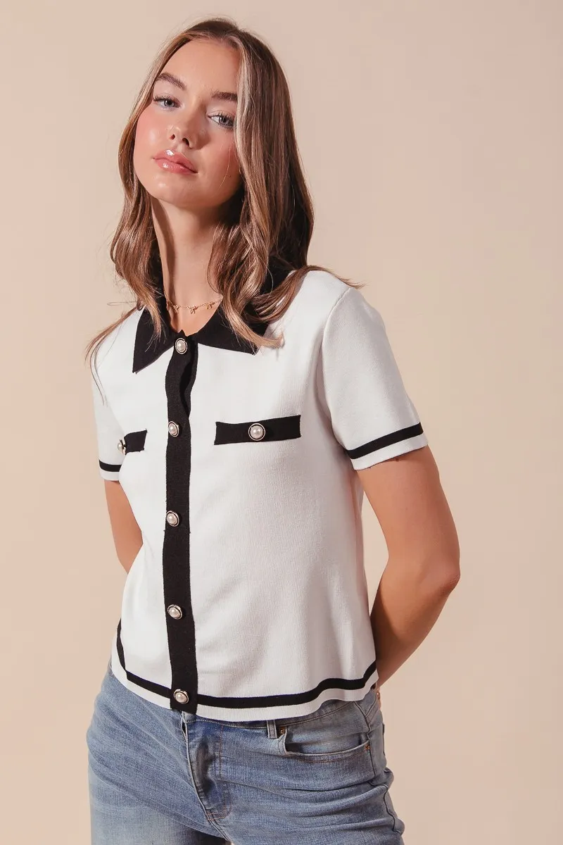 Button Down Knitted Sweater Shirt Top, image 3