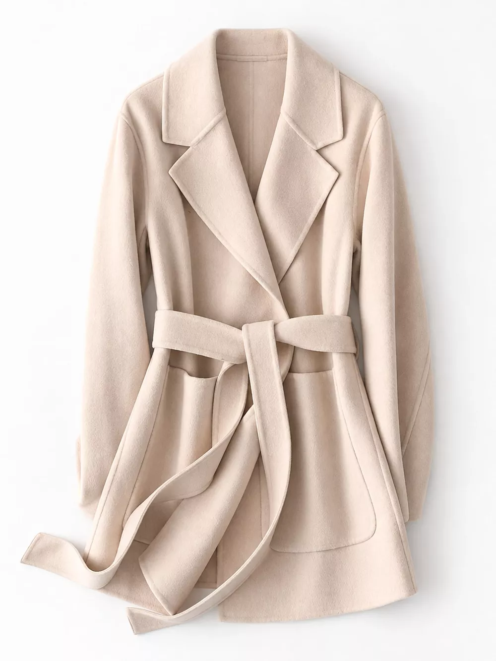 Double-Sided Wool Coat with Belted, image 8