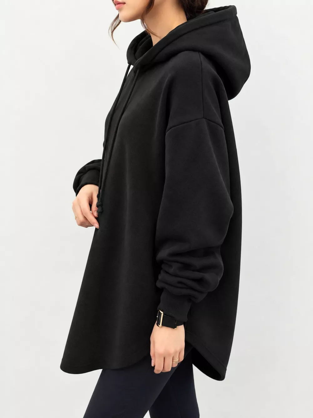 Full Size Drawstring Dropped Shoulder Hoodie Plus Size, image 2
